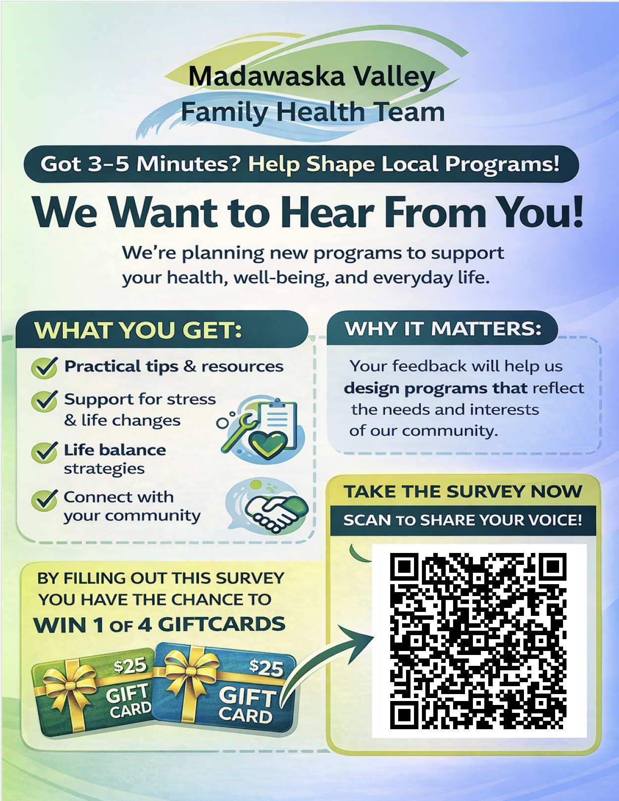 We want to hear from you! https://docs.google.com/forms/d/e/1FAIpQLSc0sXQG4KTnQZ5emmztSHTtBet3wEavW6v8gQWOnoML0niteQ/viewform?usp=header